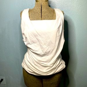 Ann Taylor White Ruched blouse tank top zipper front